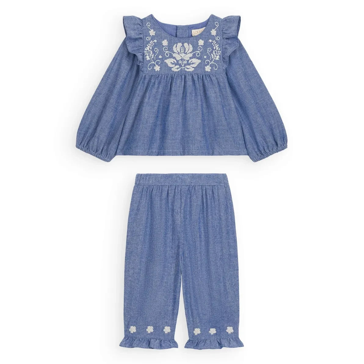 Louise Misha - Mikani organic cotton blouse and pants set | Blue
