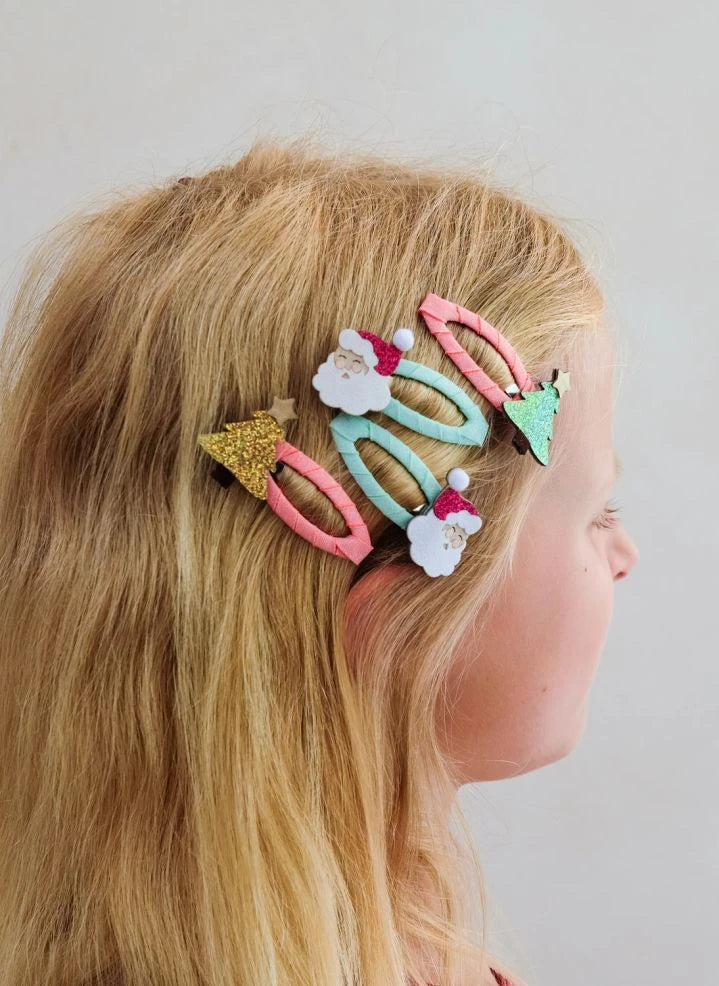 Mimi & Lula - Set of 4 Santa and Christmas Tree Ribbon Bows | Pink