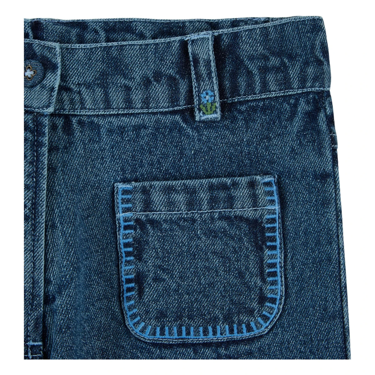 Emile et Ida - Embroidered Pocket Denim Pants | Blue