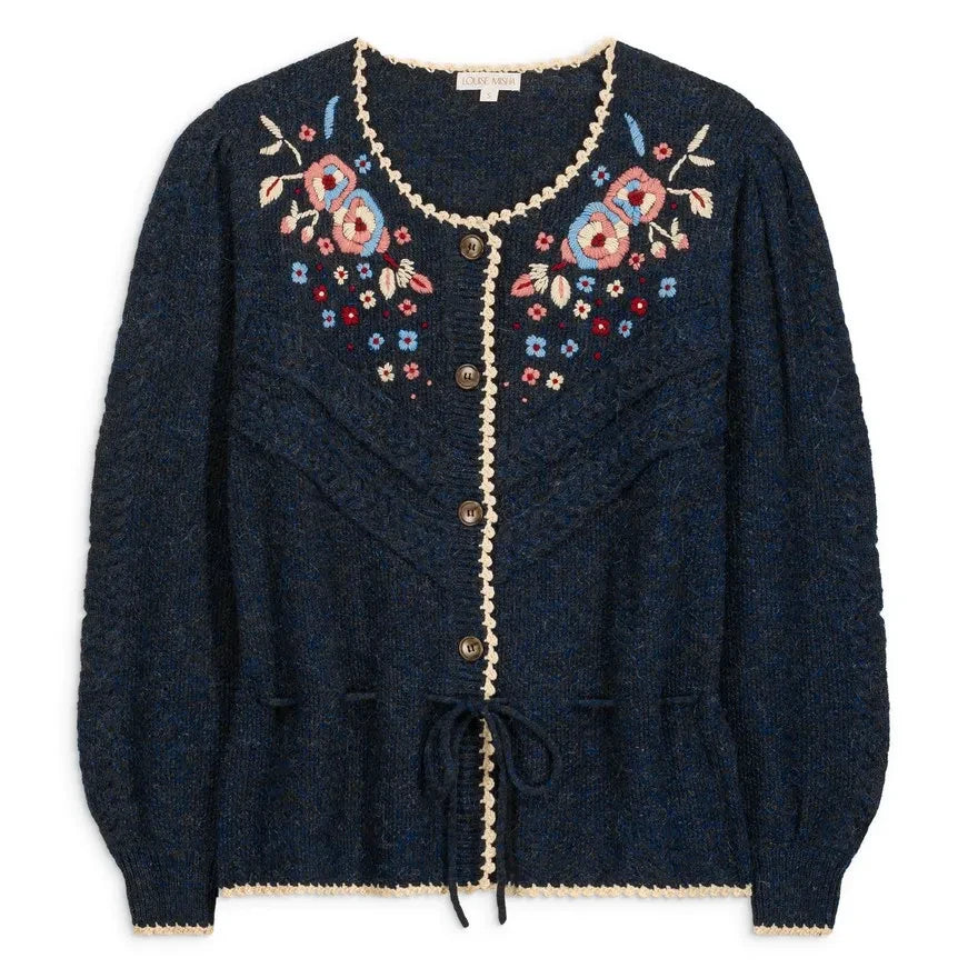 Louise Misha - Sandya Wool Cardigan | Navy