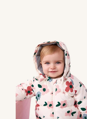 Petit Bateau - Baby Floral Puffer Jacket | Ecru