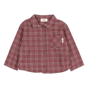 Búho - Baby checkered shirt | Burgundy