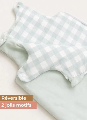 Les Petites Billes - Double-Sided Vichy Multi-Season Sleeping Bag | Green Water
