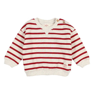 Búho - Cherry Red | Striped Organic Cotton Sweatshirt