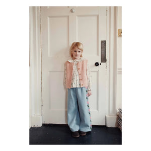 Emile et Ida - Embroidered Loose Denim Pants | Blue