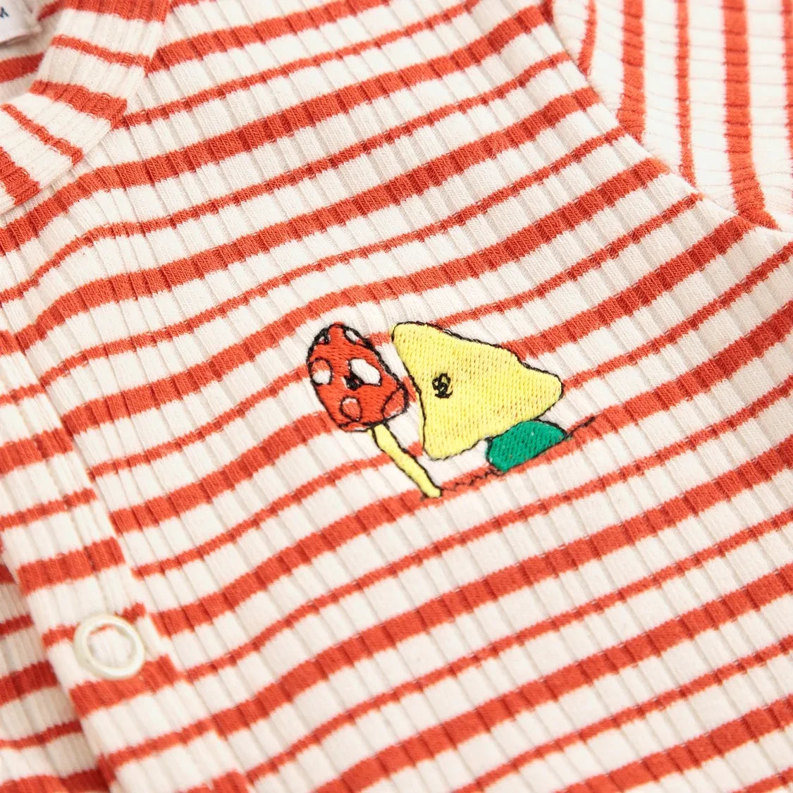 Bobo Choses - Striped Ribbed Organic Cotton Romper | Red
