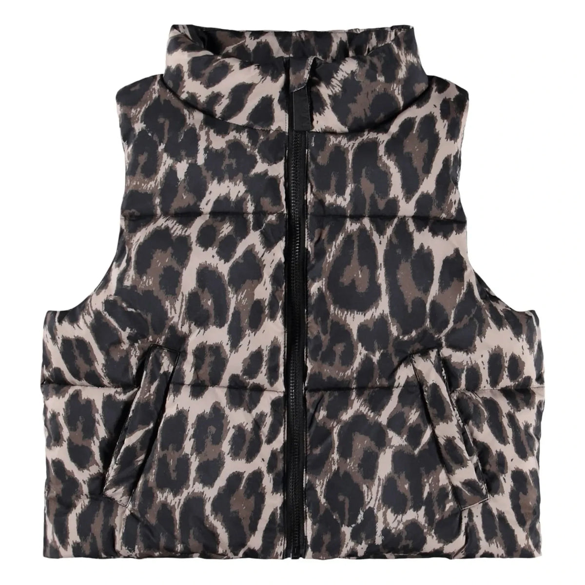 Molo - Hester Leopard Sleeveless Padded Jacket Made from Recycled Fibers | Brown