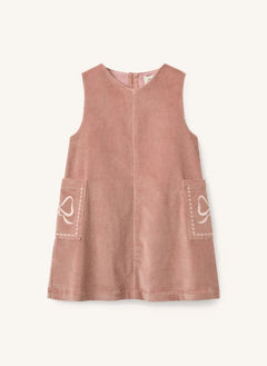 Copenhagen Colors - Organic Cotton Ribbed Velvet Embroidered Dress | Dusty Pink
