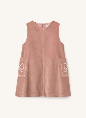Copenhagen Colors - Organic Cotton Ribbed Velvet Embroidered Dress | Dusty Pink
