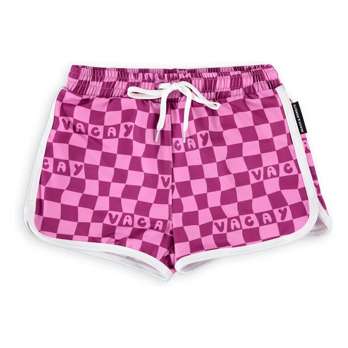 Beach & Bandits - Checked Vacation Trunk Recycled Fiber UV-Protective Swimsuit Shorts | Fuchsia