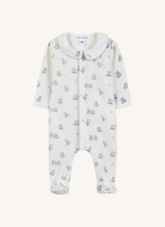 Tartine et Chocolat - Teddy Bear Claudine-Collared Pajamas | Ecru