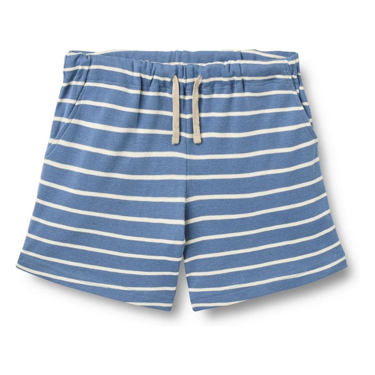 Wheat - Striped Organic Cotton Kalle Jersey Shorts | Blue