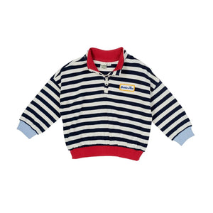 Goldie + Ace - Striped Zip Sweatshirt - Smallable Exclusive | Navy