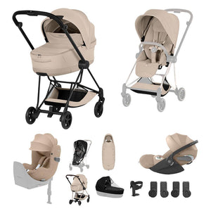 Cybex Mios Ultimate Birth & Beyond Bundle - Style Collection-Travel Systems-Cozy Beige-Matt Black | Natural Baby Shower