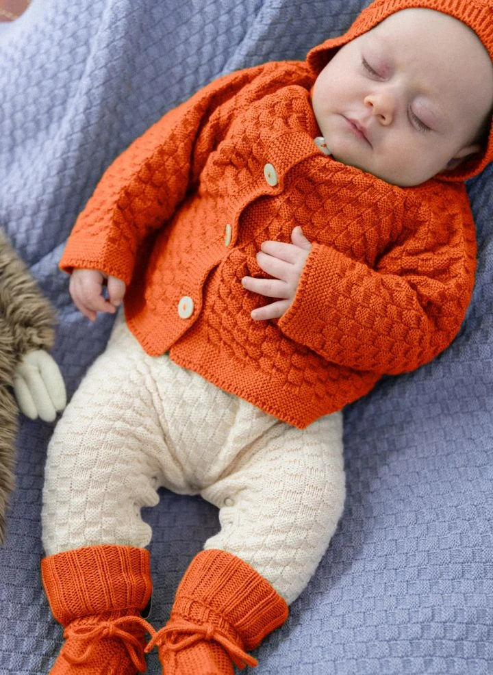 Bayiri - Organic Cotton Sloth Cardigan | Red