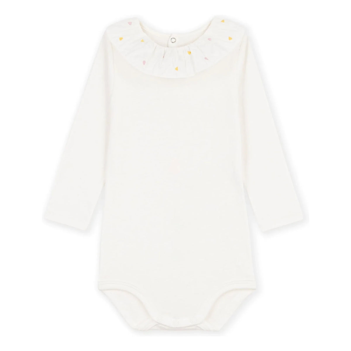 Petit Bateau - Organic Cotton Embroidered Neck Bodysuit | White