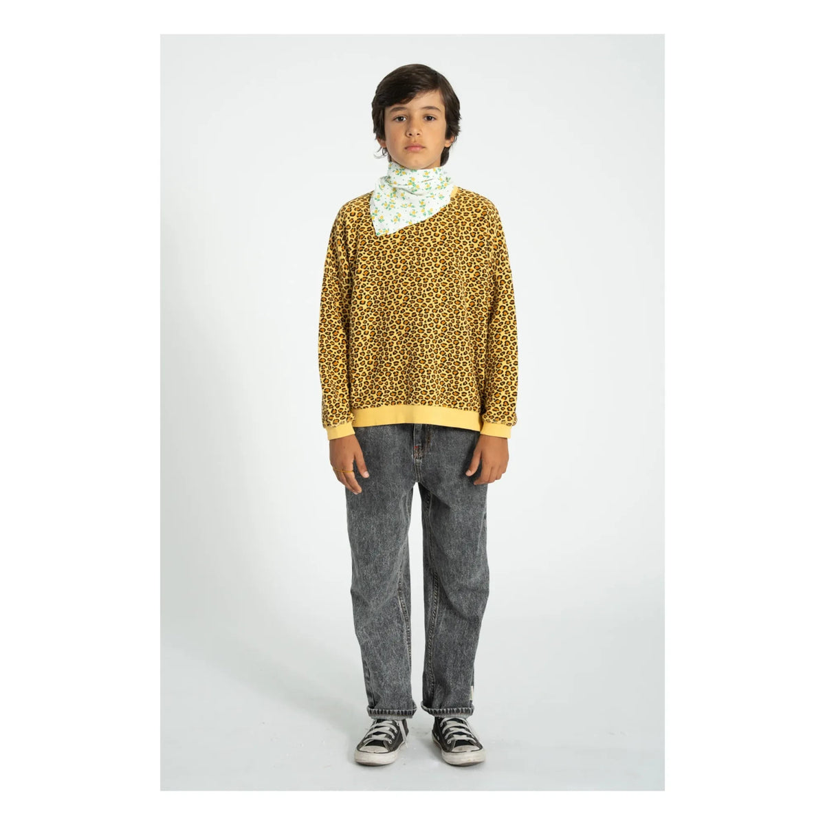 Piupiuchick - Organic Cotton Leopard Sweatshirt | Mustard