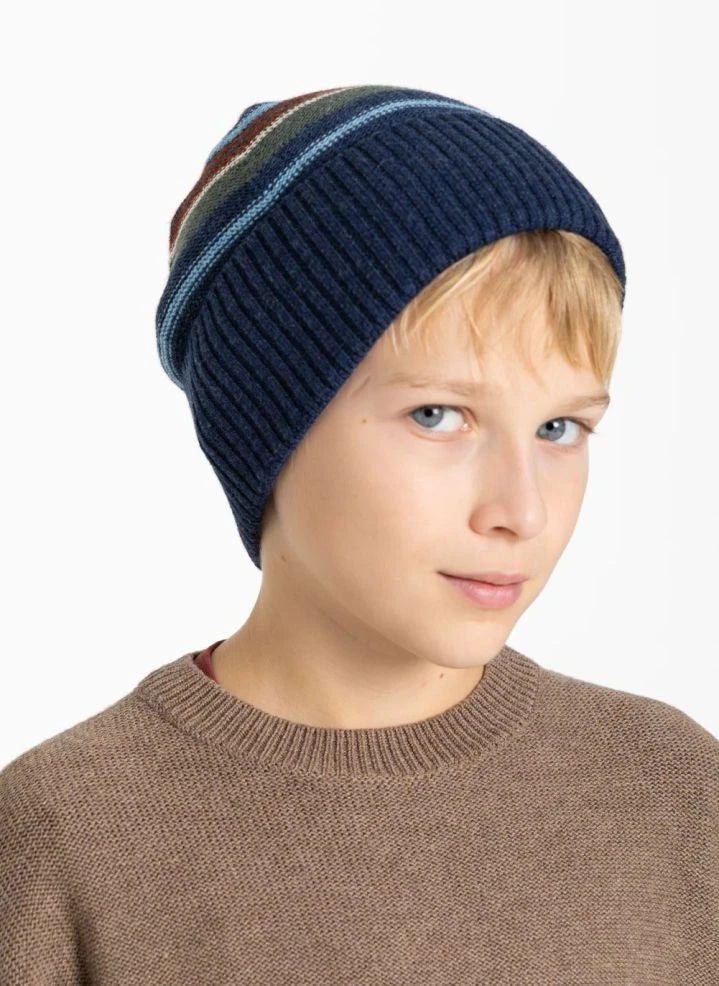 Smallable Kid - Miro Striped Wool Beanie | Blue