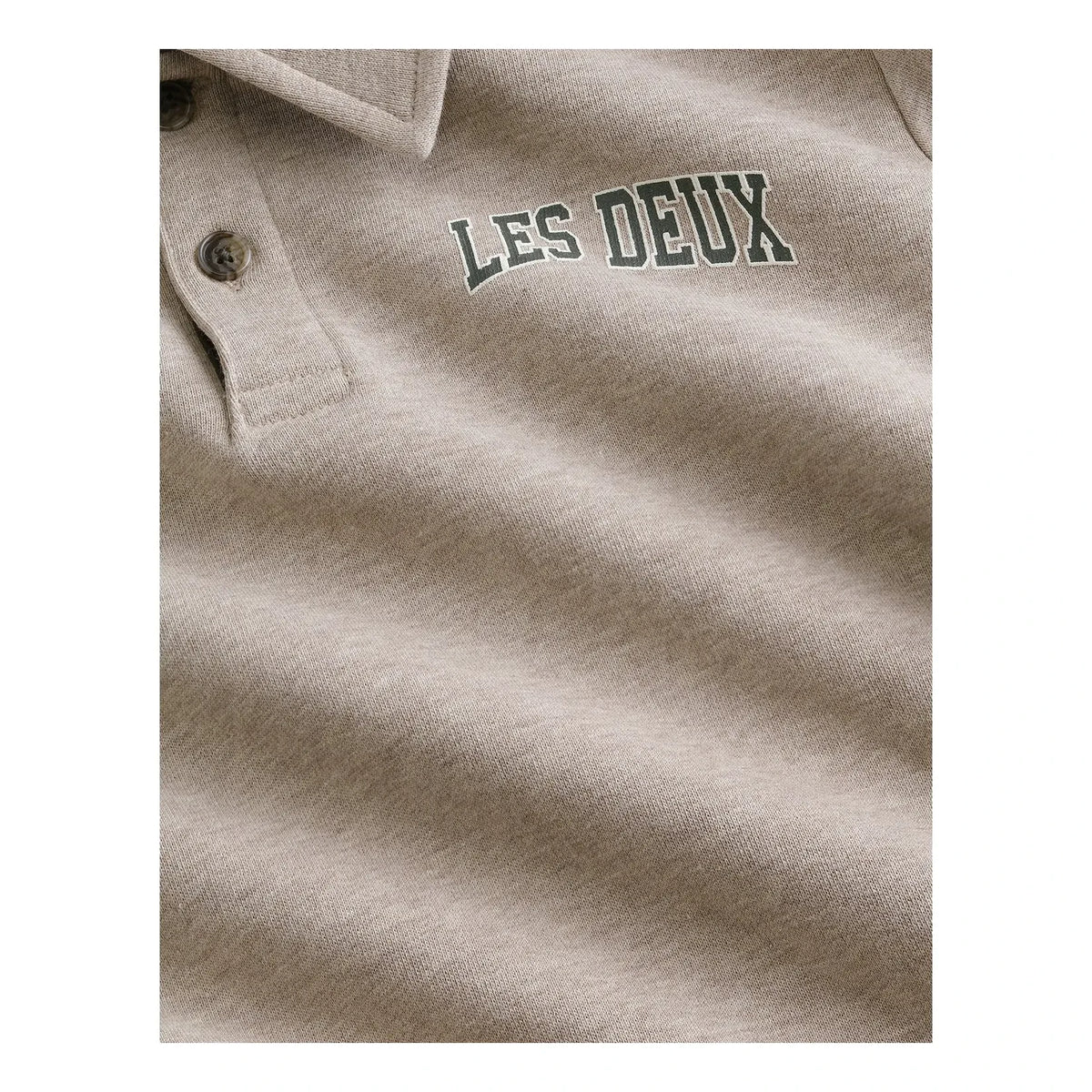 Les Deux - College Rugby Polo Collar Sweatshirt Made from %100 Organic Cotton | Beige