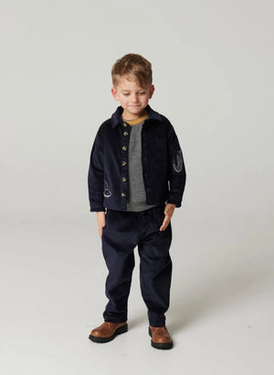 Copenhagen Colors - Organic Cotton Ribbed Corduroy Drawstring Pants | Navy