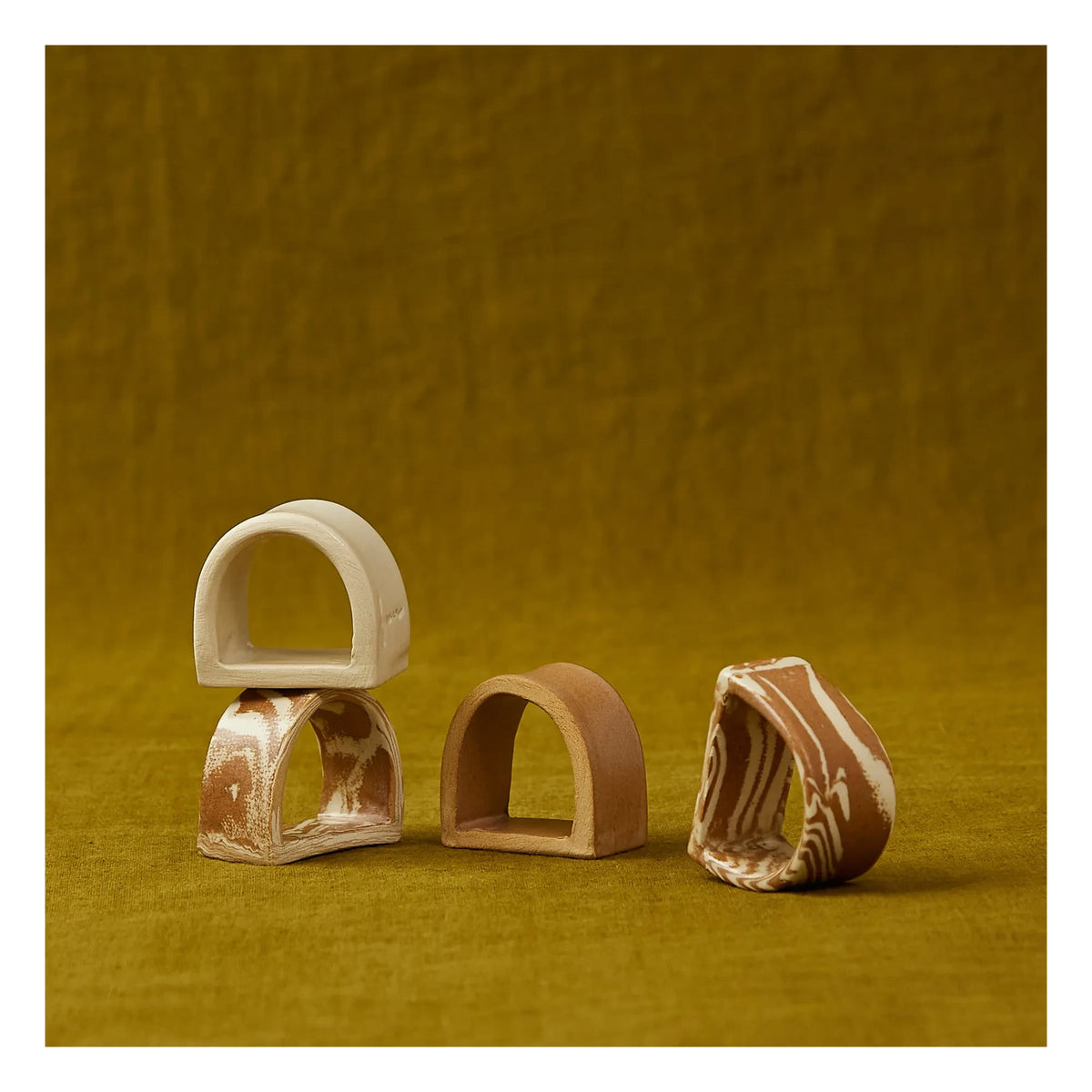 Franca Atelier - Set of 4 Napkin Rings | Brown Marble