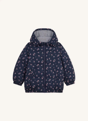Petit Bateau - Floral Hooded Puffer Jacket | Navy