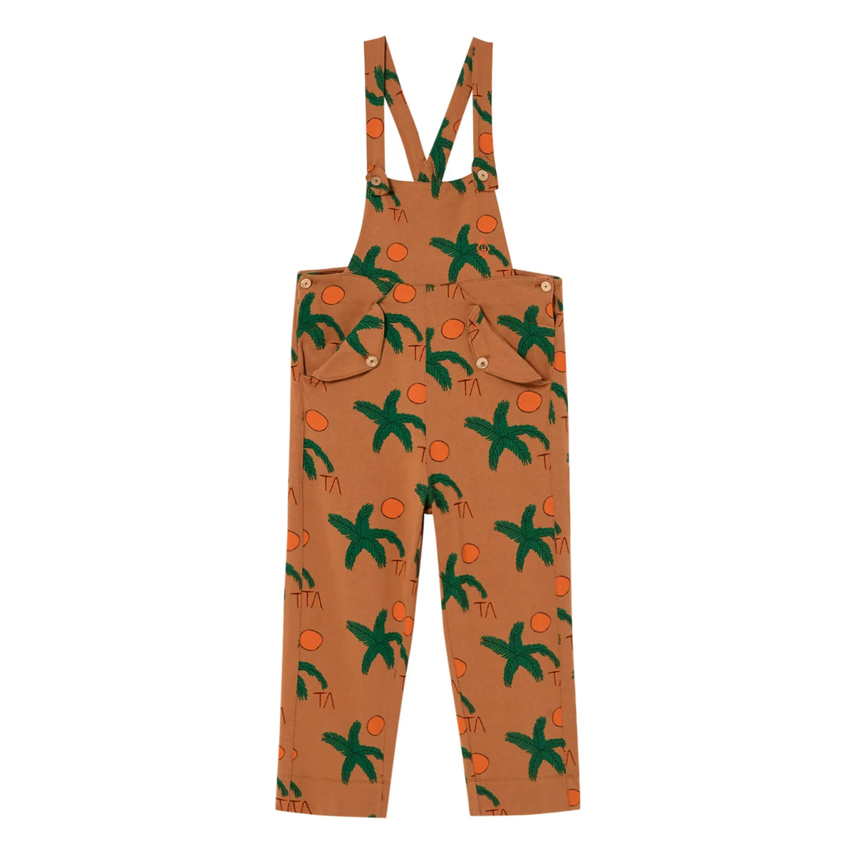 The Animals Observatory - Banana Palm-Print Jersey Overalls | Caramel