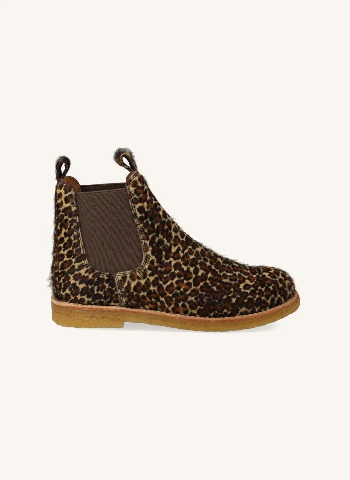 Angulus - Leopard-Print Pony Fur Chelsea Boots | Brown