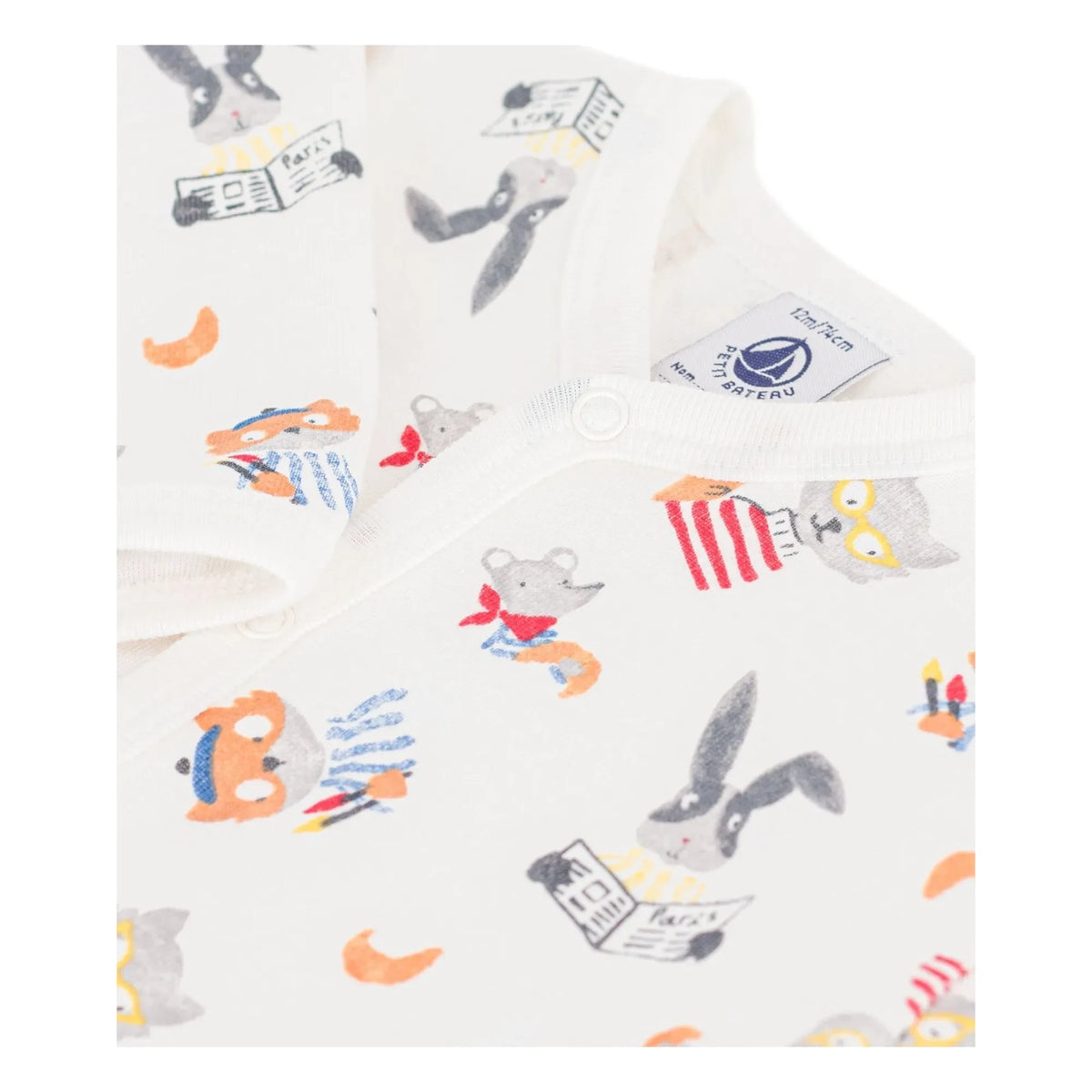 Petit Bateau - Organic Cotton Dors Bien Animals Pajamas | White