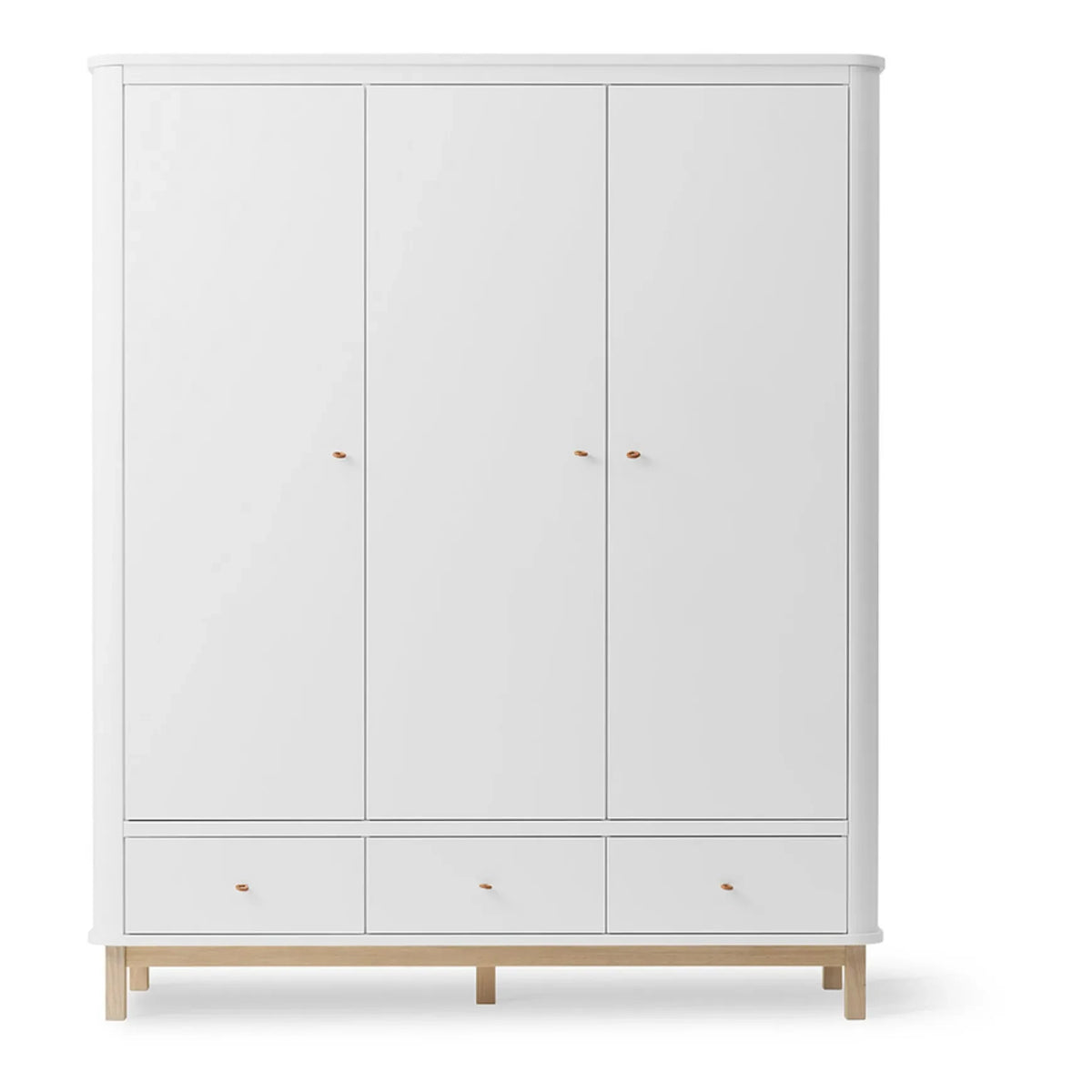 Oliver Furniture - 3-Door Oak Wardrobe | White