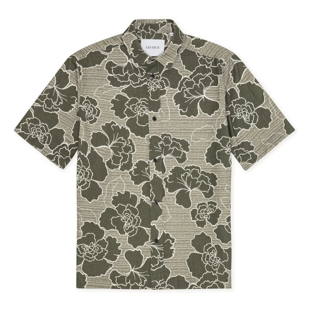 Les Deux - Charlie Poppy Cotton Short Sleeve Shirt | Khaki
