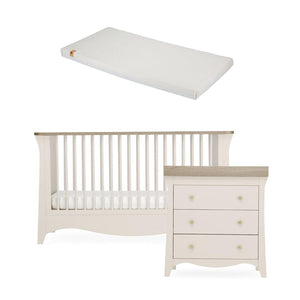 CuddleCo Clara 2 Piece Set 3-Drawer Dresser + Cot Bed - Cashmere-Nursery Sets-Cashmere-Lullaby Hypo Allergenic Bamboo Foam Cot Bed Mattress | Natural Baby Shower