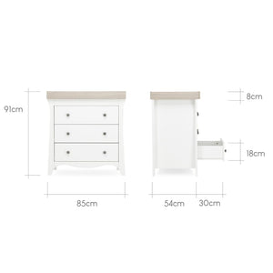 CuddleCo Clara 3 Piece Set 3-Drawer Dresser Cot Bed + Wardrobe - White/Ash-Nursery Sets- | Natural Baby Shower