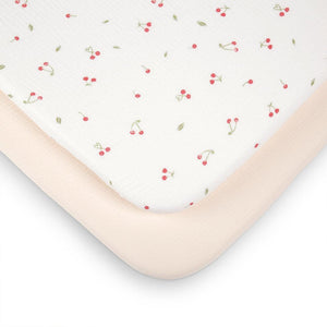 CuddleCo Universal Crib/ Co Sleeper Sheets 2pk - Ditsy Cherry-Sheets-Ditsy Cherry-Crib | Natural Baby Shower