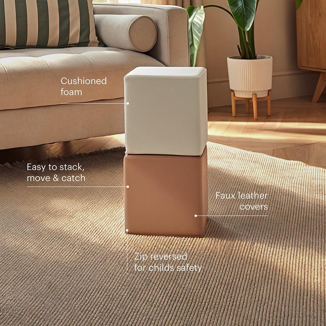 CuddleCo Soft Play Cubes 2pc - Tuscany/Pebble-Soft Play-Tuscany/Pebble- | Natural Baby Shower