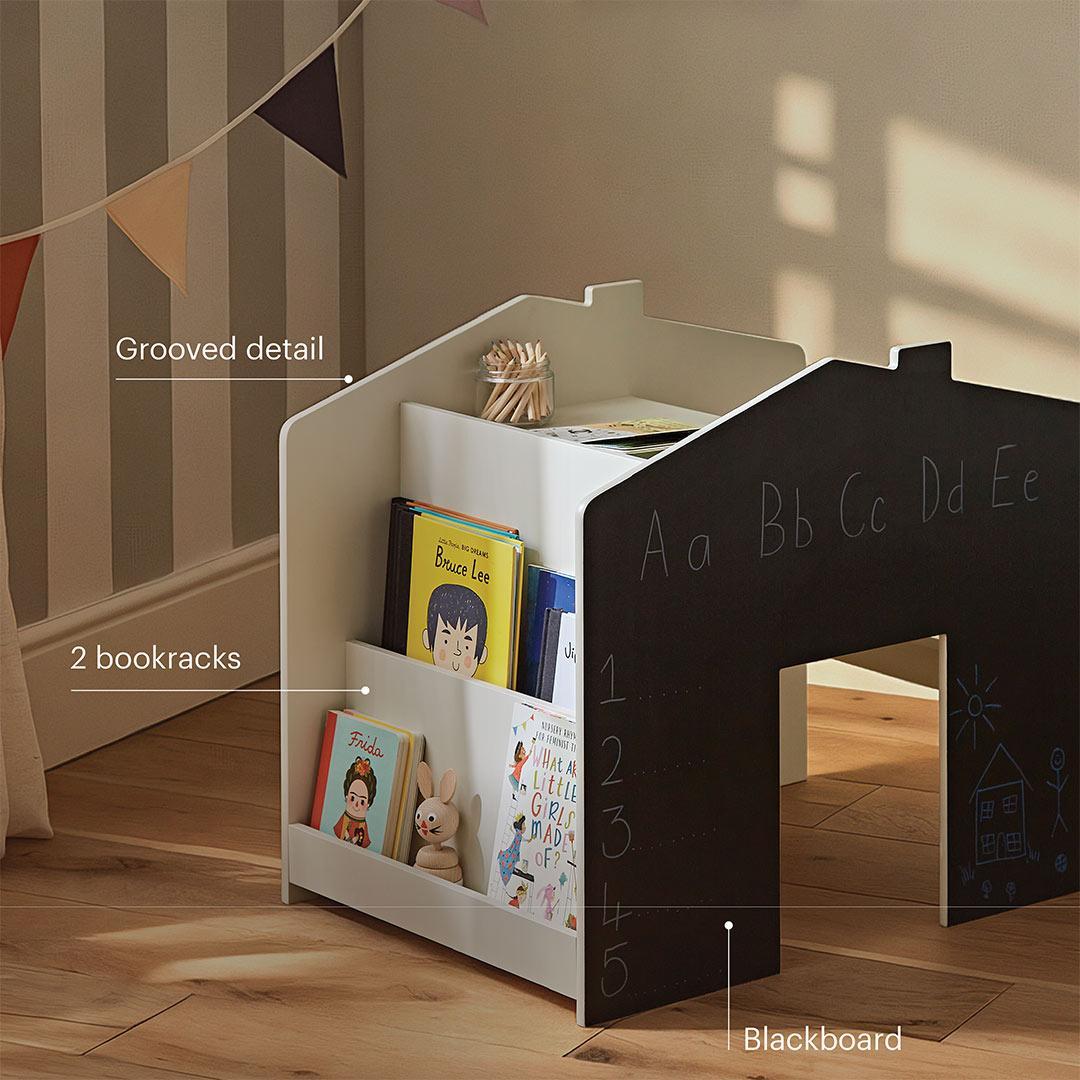 CuddleCo Storage Desk with Bench - Pebble-Tables + Seating-Pebble- | Natural Baby Shower