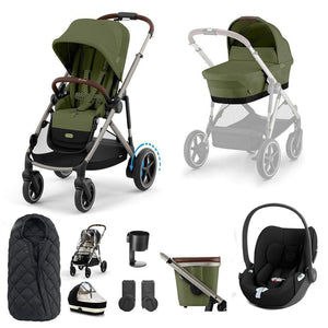 CYBEX e-Gazelle S + Cloud T Travel System-Travel Systems-Almond Beige-No Base | Natural Baby Shower