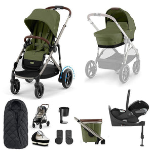 CYBEX e-Gazelle S + Cloud T Travel System-Travel Systems-Almond Beige-No Base | Natural Baby Shower