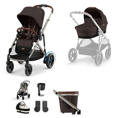 CYBEX e-Gazelle S Essential Pushchair Bundle-Stroller Bundles-Moon Black-No Footmuff | Natural Baby Shower