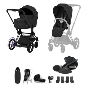 Cybex e-Priam Ultimate Accessory Bundle - Comfort Collection-Travel Systems-Sepia Black-Without Base | Natural Baby Shower