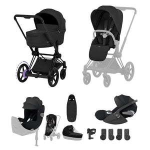Cybex e-Priam Ultimate Birth & Beyond Bundle - Comfort Collection-Travel Systems-Sepia Black-Without Base | Natural Baby Shower