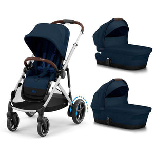 CYBEX e-Gazelle Twin Pushchair-Strollers-Almond Beige-With Seat Unit | Natural Baby Shower