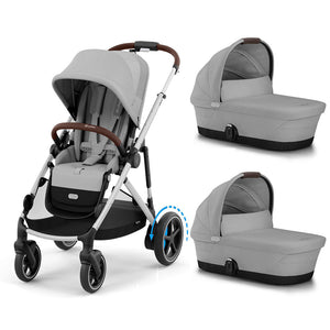 CYBEX e-Gazelle Twin Pushchair-Strollers-Almond Beige-With Seat Unit | Natural Baby Shower