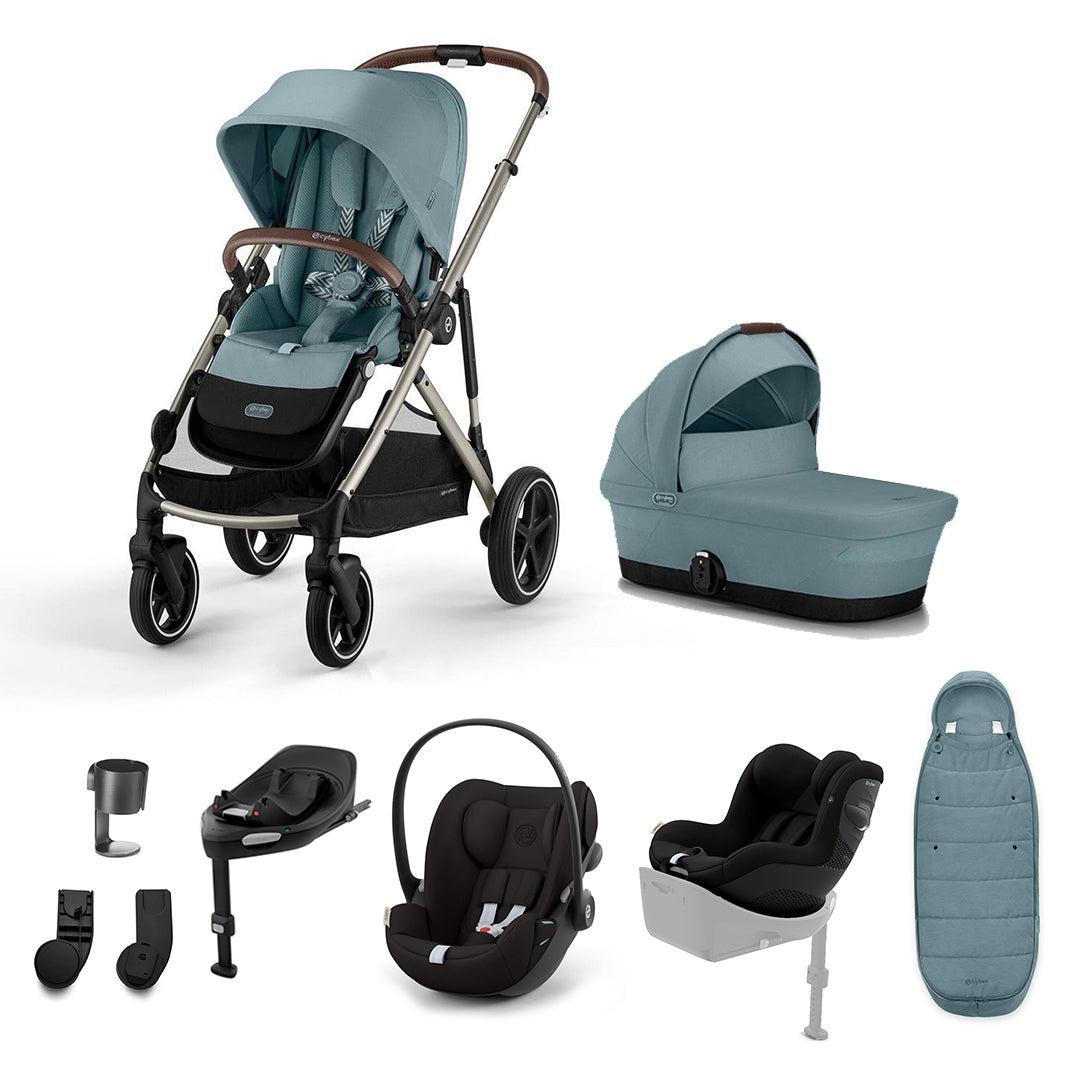 CYBEX Gazelle S Newborn to Toddler Ultimate Bundle-Travel Systems-Stormy Blue-1 x Base G | Natural Baby Shower