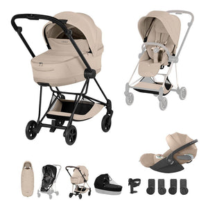 Cybex Mios Ultimate Accessory Bundle - Style Collection-Travel Systems-Cozy Beige-Matt Black | Natural Baby Shower