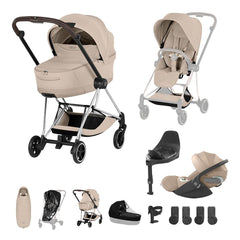 Cybex Mios Ultimate Accessory Bundle - Style Collection-Travel Systems-Cozy Beige-Chrome Brown | Natural Baby Shower