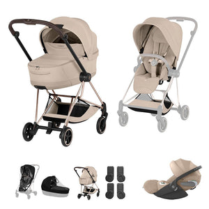 Cybex Mios Ultimate Bundle - Style Collection-Travel Systems-Cozy Beige-Rose Gold | Natural Baby Shower