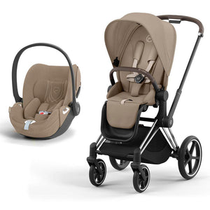 CYBEX Priam Cloud T Travel System - Cozy Beige-Travel Systems-Chrome Brown-None | Natural Baby Shower
