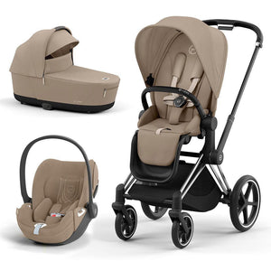 CYBEX Priam Cloud T Travel System - Cozy Beige-Travel Systems-Chrome Black-Lux | Natural Baby Shower