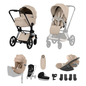 Cybex Priam Ultimate Birth & Beyond Bundle - Comfort Collection-Travel Systems-Cozy Beige-Without Base | Natural Baby Shower